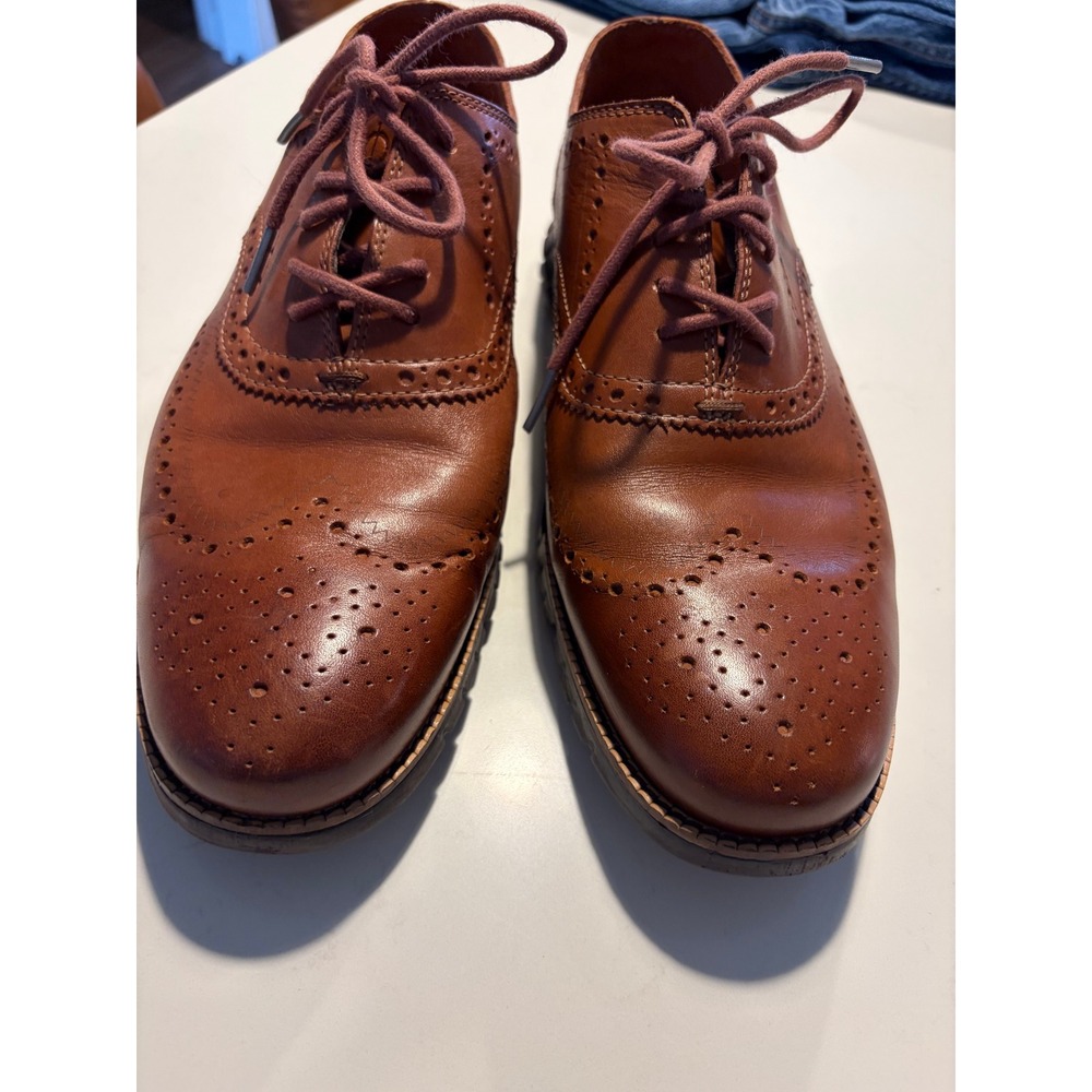 Cole Haan Zerogrand Wingtip Oxford British Tan Leather Mens Shoes 11.5 W C29411